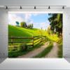 BELECO 12x8ft Fabric Countryside Village Backdrop Green Hills Wooden House, Wooden Fence Rural Road Background Outdoor Nature Kid Adult Artistic Portrait Photoshoot Studio Props view 3