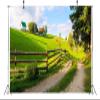 BELECO 12x8ft Fabric Countryside Village Backdrop Green Hills Wooden House, Wooden Fence Rural Road Background Outdoor Nature Kid Adult Artistic Portrait Photoshoot Studio Props view 4