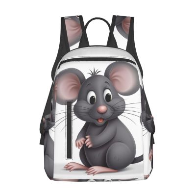 ALLiYa Grey Rat Printed Travel Laptop Backpack Waterproof Lightweight Foldable Backpack Bag Lightweight Backpack Women For Travel