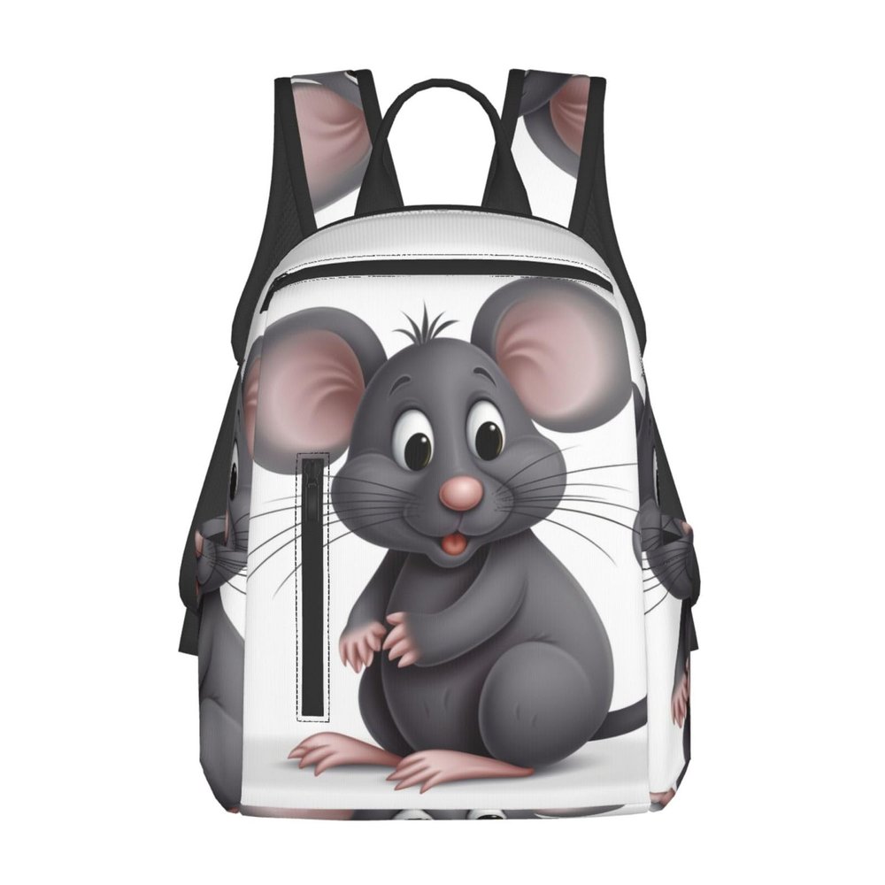 ALLiYa Grey Rat Printed Travel Laptop Backpack Waterproof Lightweight Foldable Backpack Bag Lightweight Backpack Women For Travel