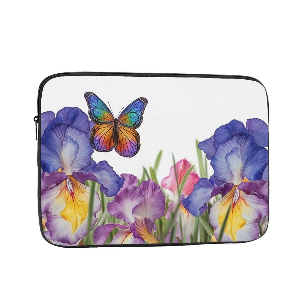 NONHAI Iris Flower Butterfly Laptop Sleeve Case 10 inch Laptop Bag Shockproof Protective Notebook Case Computer Carrying Bag Case, Black
