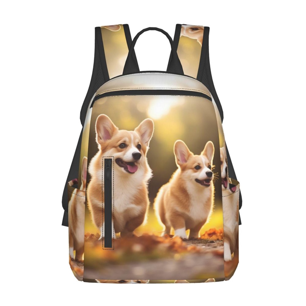 ALLiYa Cute Corgi Dog Printed Travel Laptop Backpack Waterproof Lightweight Foldable Backpack Bag Lightweight Backpack Women For Travel