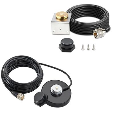 Anina NMO Antenna Magnetic Base Mount 16.4 FT RG58 Coaxial Cable PL-259 Plug with NMO Antenna Mount Cap 3/4 Inch Hole Mount NMO L Shape Stainless Steel Bracket RG58 Coax Cable NMO to PL259 Rain Cap