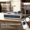 Turntable Record Player with Built-in Speakers, Vinyl Record Player Support Bluetooth Playback Auto Stop 33&45 RPM Speed RCA Line Out AUX in All-in-one Belt-Drive Turntable for Vinyl Records Grey view 4