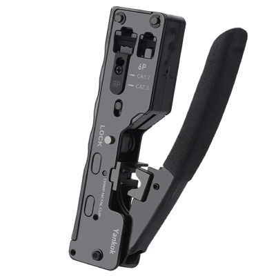 LYAART Cat5 Cat6 Cat7 Pass Through Crimper for RJ45 RJ12 RJ11 Network Connectors Modular Plugs Ethernet Cables EZ Crimp Tool