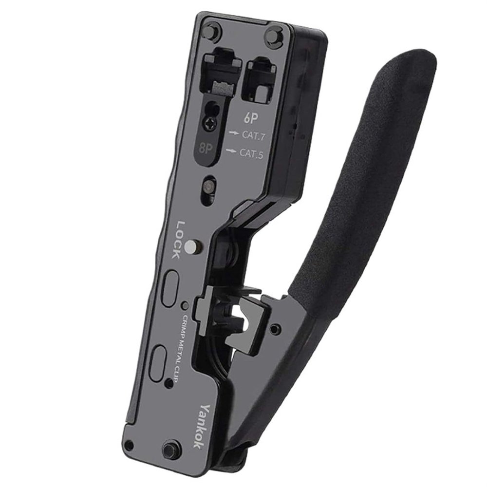 LYAART Cat5 Cat6 Cat7 Pass Through Crimper for RJ45 RJ12 RJ11 Network Connectors Modular Plugs Ethernet Cables EZ Crimp Tool