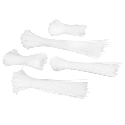 5 Pack Cable Ties Zip,Wraps Set Nylon Wire Cord Fasteners Plastic Cable Ties from Small to Large Heavy Duty Nylon tie Wraps for Organization (white)