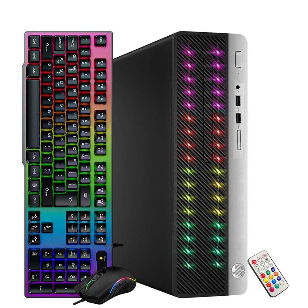 HP EliteDesk 800 G4 SFF High Performance RGB Desktop Computer, Intel Six Core i5-8500 up to 4.1GHz, 16GB DDR4 RAM, 512GB SSD, WiFi, BT, Windows 11 Pro 64 En/Sp/Fr(Renewed), Black
