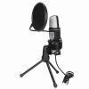 Asixxsix USB Microphone 360 Degree Rotation RGB Indicator Gaming Microphone with Windscreen and Tripod Stand, USB Chip, Metal Condenser Recording, Carbon Steel Material for PC view 1