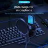 Asixxsix USB Microphone 360 Degree Rotation RGB Indicator Gaming Microphone with Windscreen and Tripod Stand, USB Chip, Metal Condenser Recording, Carbon Steel Material for PC view 2