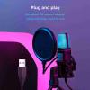 Asixxsix USB Microphone 360 Degree Rotation RGB Indicator Gaming Microphone with Windscreen and Tripod Stand, USB Chip, Metal Condenser Recording, Carbon Steel Material for PC view 4