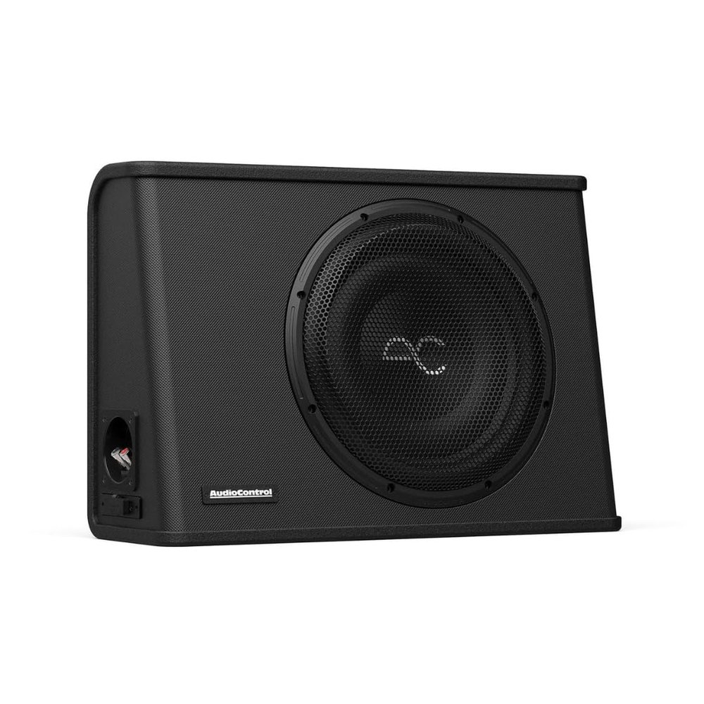 AudioControl Space Series Loaded Sealed Wedge Car Audio 12" Subwoofer Box Enclosure, Slim Low-Profile Underseat 400W RMS/600W Max, 2 Ohms