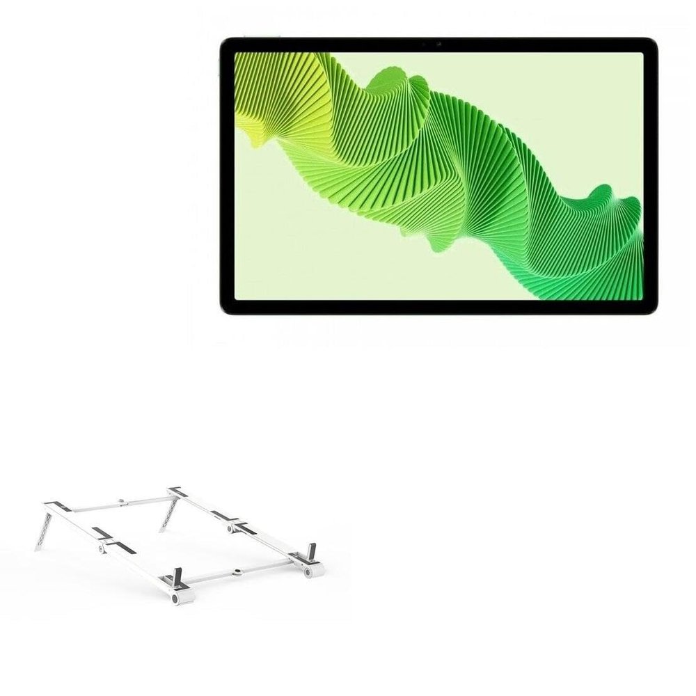 BoxWave Stand and Mount Compatible with Realme Pad 2 - Pocket Aluminum Stand 3-in-1, Portable Multi Angle Viewing Riser - Metallic Silver