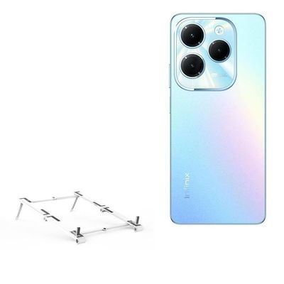 BoxWave Stand and Mount Compatible with Infinix Hot 40 Pro - Pocket Aluminum Stand 3-in-1, Portable Multi Angle Viewing Riser - Metallic Silver