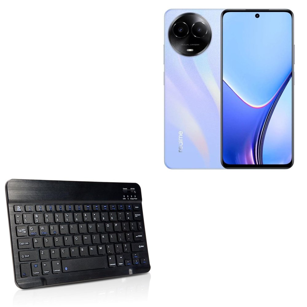 BoxWave Keyboard Compatible with Realme V50s - SlimKeys Bluetooth Keyboard, Portable Thin with Chiclet-Style Keys - Jet Black