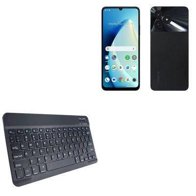 BoxWave Keyboard Compatible with Realme C51 - SlimKeys Bluetooth Keyboard, Portable Thin with Chiclet-Style Keys - Jet Black