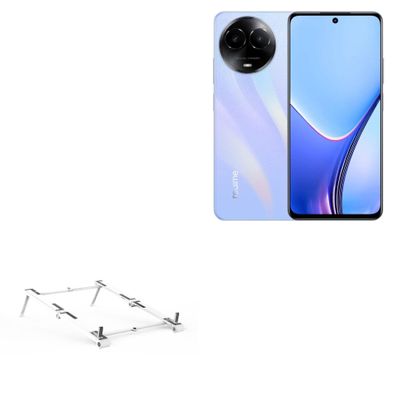 BoxWave Stand and Mount Compatible with Realme V50s - Pocket Aluminum Stand 3-in-1, Portable Multi Angle Viewing Riser - Metallic Silver