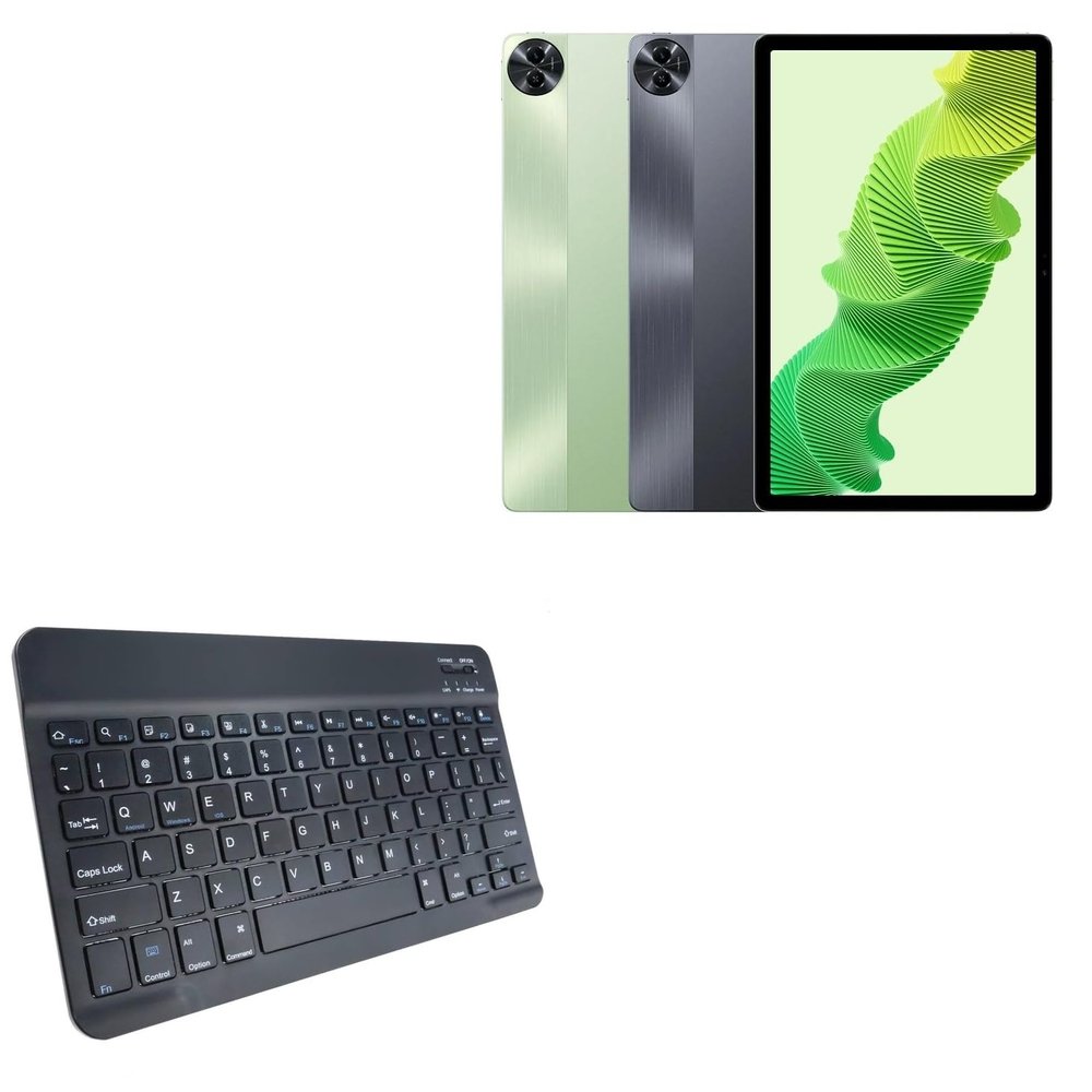 BoxWave Keyboard Compatible with Realme Pad 2 - SlimKeys Bluetooth Keyboard, Portable Thin with Chiclet-Style Keys - Jet Black
