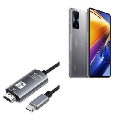 BoxWave Cable Compatible with Poco F4 GT - SmartDisplay Cable - USB Type-C to HDMI (6 ft), USB C/HDMI Cable - Jet Black