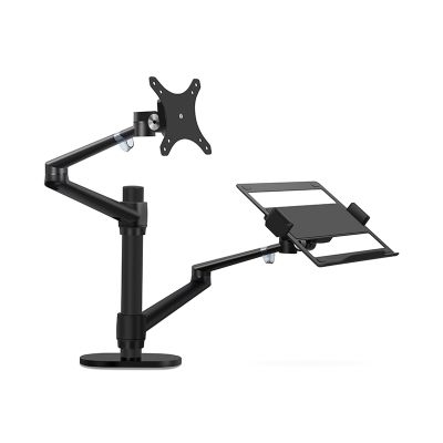 Single Monitor Arm Adjustable Dual Arm Desk Mounts LCD Monitor and Laptop Mount Single Desk Arm Holder for 17"-32" Screens, Extra Tray Fits 12"-17" Laptops Monitor Arm Monitor Desktop Mount ( Color :