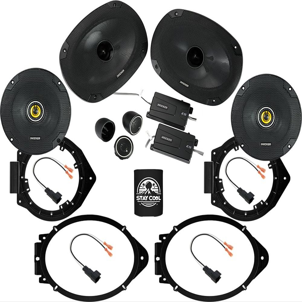 KICKER Speakers 6.5 & 6X9 inch for GMC Yukon/XL/Denali 2015-2023 Upgrade Kit - 2 Pairs of CS Series with Adapters and Harness, Car Audio Front & Rear Door Speaker CSC654, 46CSC654 & CSS694, 46CSS694