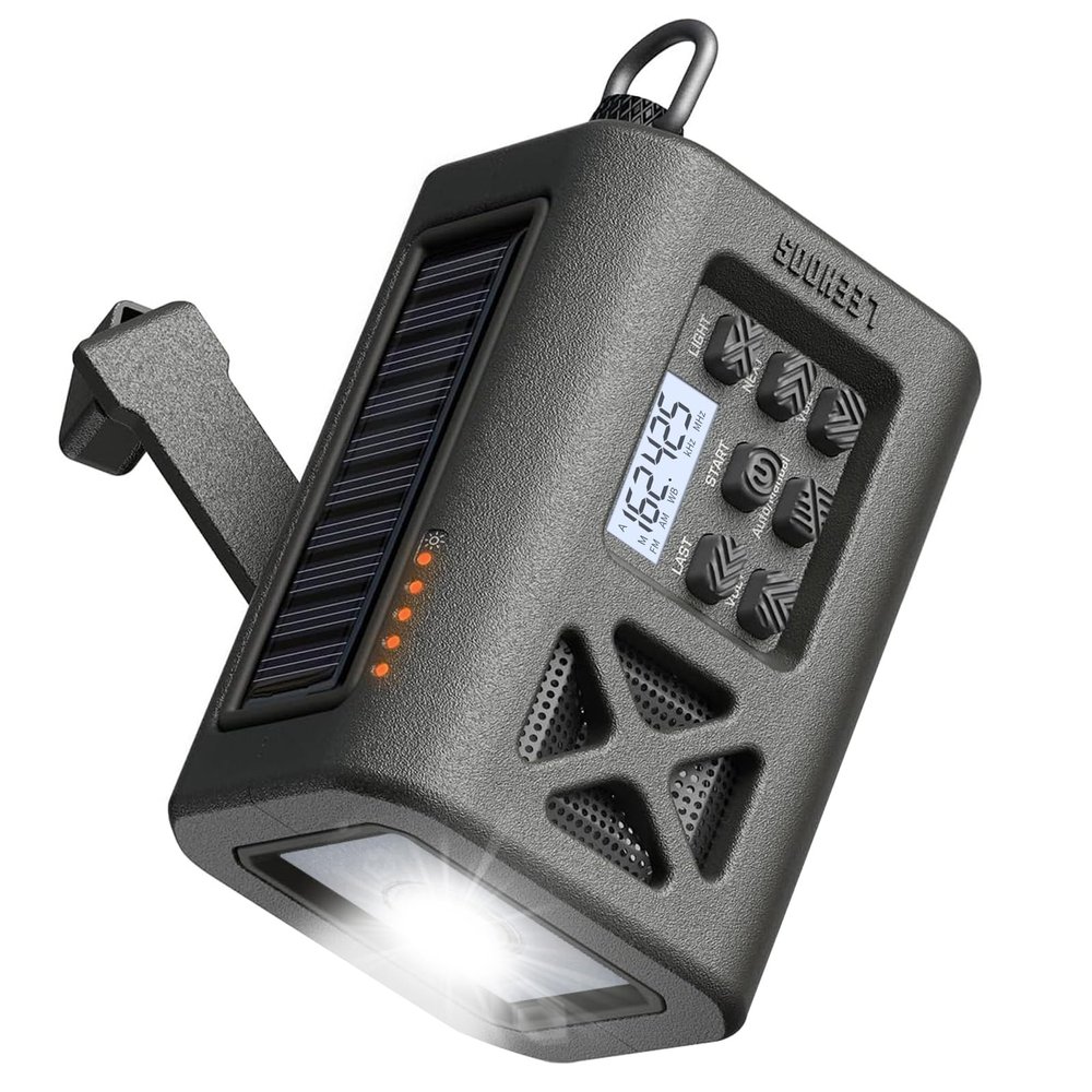 2025 Newest Emergency Crank Weather Radio, NOAA/AM/FM Portable Solar Radio, USB Charged, Battery Powered, Hand Crank, SOS Alarm, Flashlight (Green)