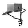 Single Monitor Arm Monitor Arm Aluminum Adjustable Dual Arm Desktop Mounts LCD Monitor and Laptop Mount Arm Holder for 17"-32" Monitor Screens, Extra Tray Fits 12"-17" Laptops Monitor Desktop Mount ( view 1