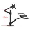 Single Monitor Arm Monitor Arm Aluminum Adjustable Dual Arm Desktop Mounts LCD Monitor and Laptop Mount Arm Holder for 17"-32" Monitor Screens, Extra Tray Fits 12"-17" Laptops Monitor Desktop Mount ( view 2