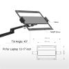 Single Monitor Arm Monitor Arm Aluminum Adjustable Dual Arm Desktop Mounts LCD Monitor and Laptop Mount Arm Holder for 17"-32" Monitor Screens, Extra Tray Fits 12"-17" Laptops Monitor Desktop Mount ( view 3
