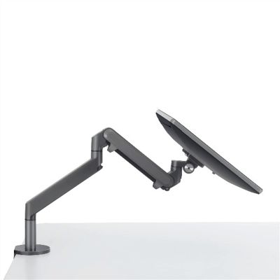 LINKIO Single Monitor Arm Single Monitor Mount Bracket, Aluminum Height Adjustable Monitor Bracket, Gas Spring Monitor Desk Mount Stand for 17-32 Inch Monitor Desktop Mount (Color : Dark Gray)