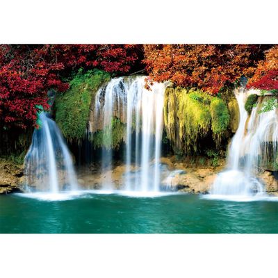dnldliq 10x8ft Spring Waterfall Backdrop Nature Landscape Woodland Maple Trees Lake Background for Photography Family Travel Adult Adventure Party Decoration Banner Photo Booth Shoot Studio Props