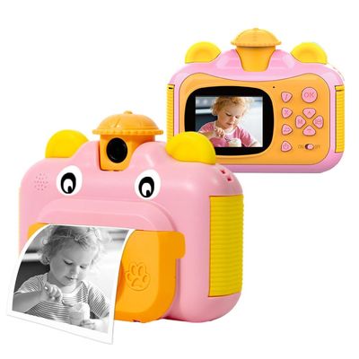 Andoer Cute Kids Instant Camera 1080P Kids Digital Camera Childeren Instant Print Camera 12MP 180Rotatable with Video Recorder Filters Auto Focus with Paper Rolls 32GB Memory Card Stickers Present