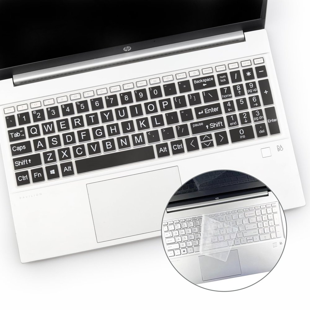 2PCS Keyboard Cover with Large Print for 15.6" HP Pavilion 15t-er 15-eg 15t-eg 15-eh Series, HP 17.3" Laptop 17-cn 17-cp Series, HP 15t-eg200 15-eg2153cl/2373cl 15-er1047nr 15-eh2085wm