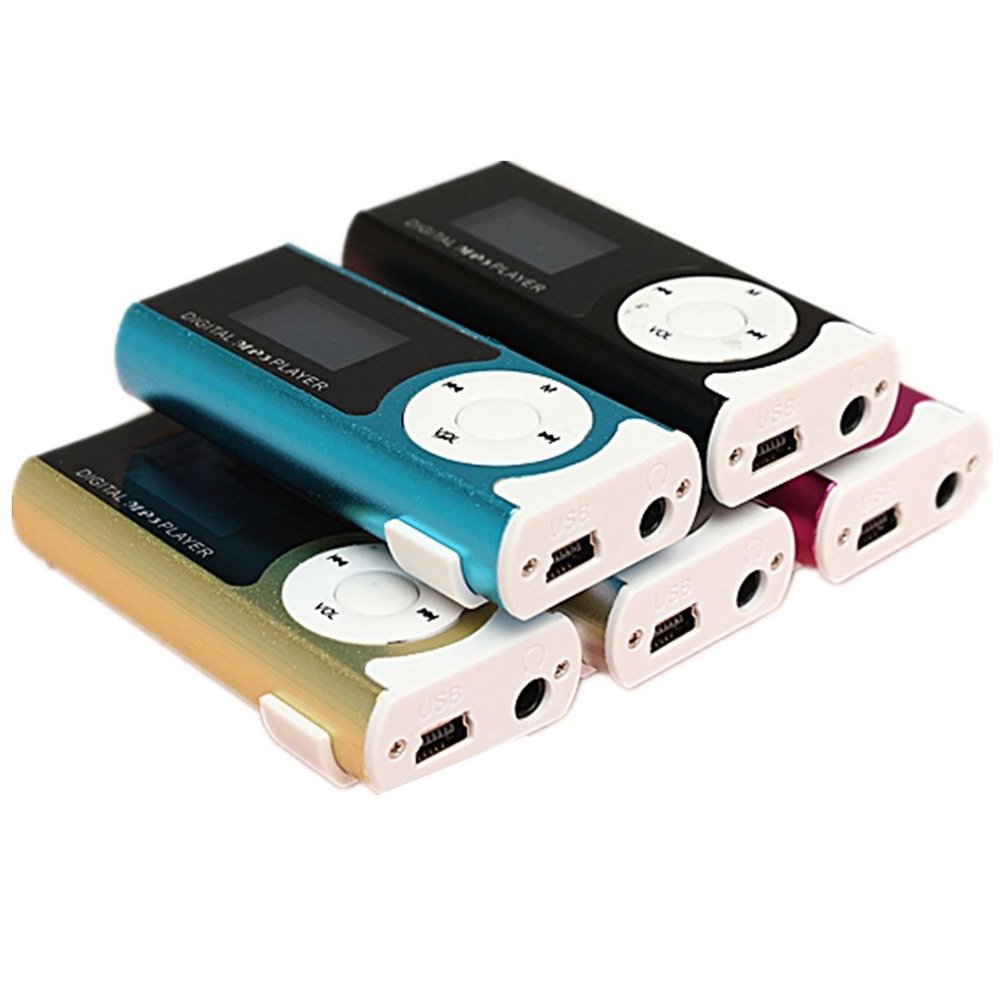 ALOEU Mini USB Clip Player MP3 Player LCD Screen 16GB Mini SD TF Card