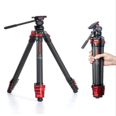 IFOOTAGE TC3B Carbon Fiber Video Tripod Kit with Head K3 for Canon Nikon Sony DSLR/Cameras, Ultra-Portable and Stable