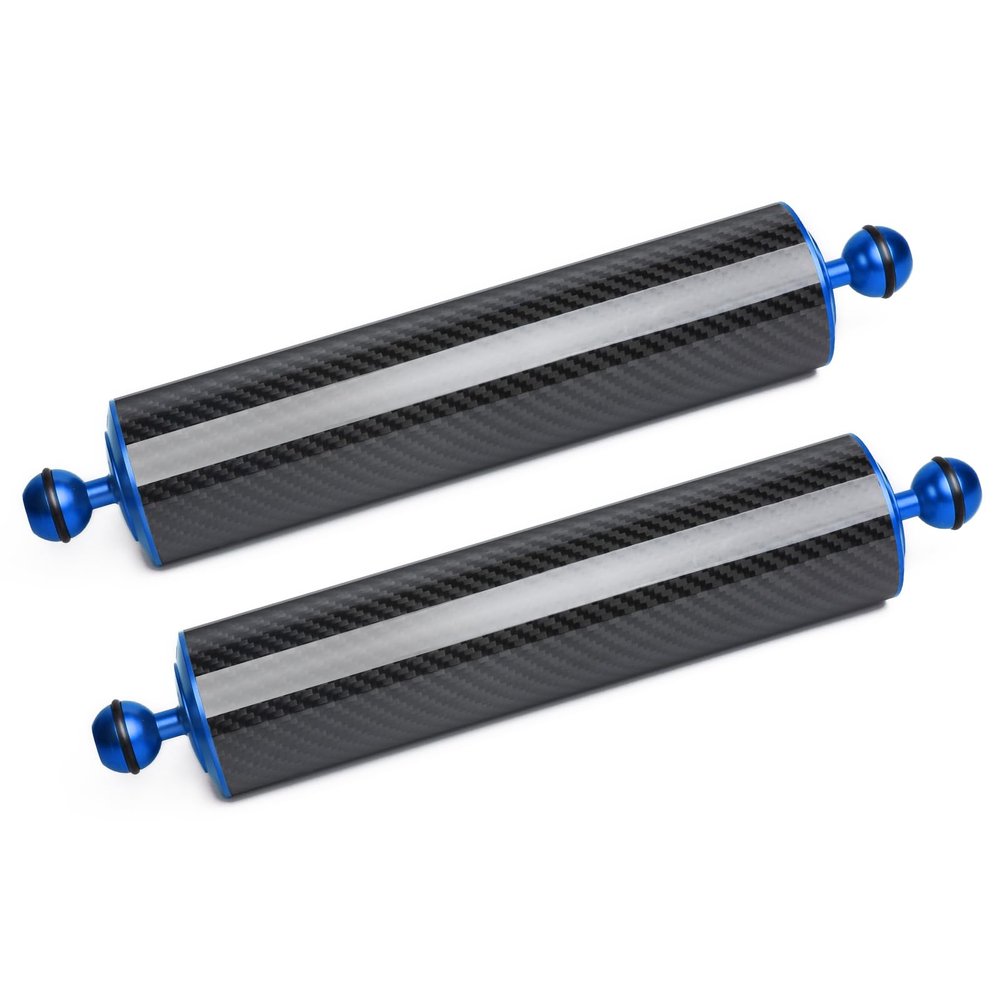 LetonPower Blue 12" Carbon Fiber Underwater Float Arm (2-Pack) - Ultralight Dual 1" Ball Buoyancy System for Diving Tray Video Lights & Strobes