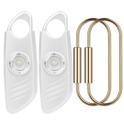 Coynor Personal Safety Alarm for Women 140dB Safe Sound Personal Alarm with Strobe Light, Personal Protection Siren Device for Women, Men, Children, Elderly in 5 Colors 2 Pack (White)