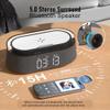 FREEFISH Bluetooth Speaker with Fast Wireless Charger,FM Radio,Touch LED Night Light,Phone Holder,Snooze,Portable Wireless Speaker for Bedrooms Office Home,Gifts (Black) view 3