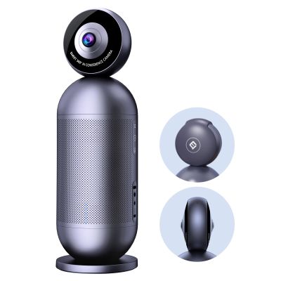EMEET Meeting Capsule Pro, Dual 4K Lenses 360 Auto-Tracking Speakers Video Conference Camera w/ 10 Mics 10W Speaker, AI auto Voice/Face/Figure Tracked, for 10 People