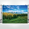 dnldliq 12x8ft Spring Landscape Backdrop Green Grassland Pine Trees Mountain Forest Background for Photography Nature Scenery Outdoor Hiking Camping Adventure Party Backdrop Banner Photo Studio Props view 4