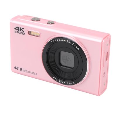BROLEO 4K Digital Camera, 44MP 2.4 Inch IPS Screen 16X Digital Zoom 4K Compact Camera Fill Light for Photography for Teens (), Pink, BROLEOowbzs1mia2-13