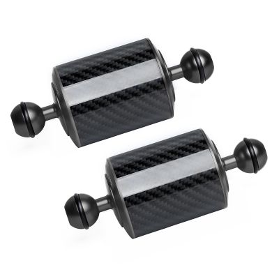 LetonPower Black 5" Carbon Fiber Underwater Float Arm (2-Pack) - Ultralight Dual 1" Ball Buoyancy System for Diving Tray Video Lights & Strobes