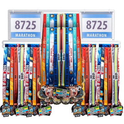 Shimeyao Medal Holder, Metal Wall Rack, 34.37 x 11.22 Inch, Silver