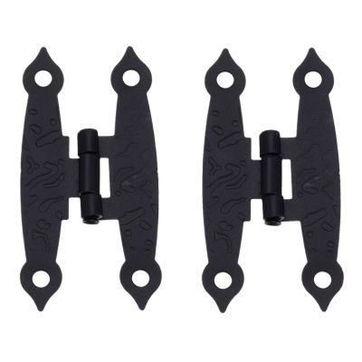 2Pcs Antique Black Cabinet Door Luggage Hinges Jewelry Boxes Vintage Old H Hinges Furniture Decoration with Screw 65 * 33mm