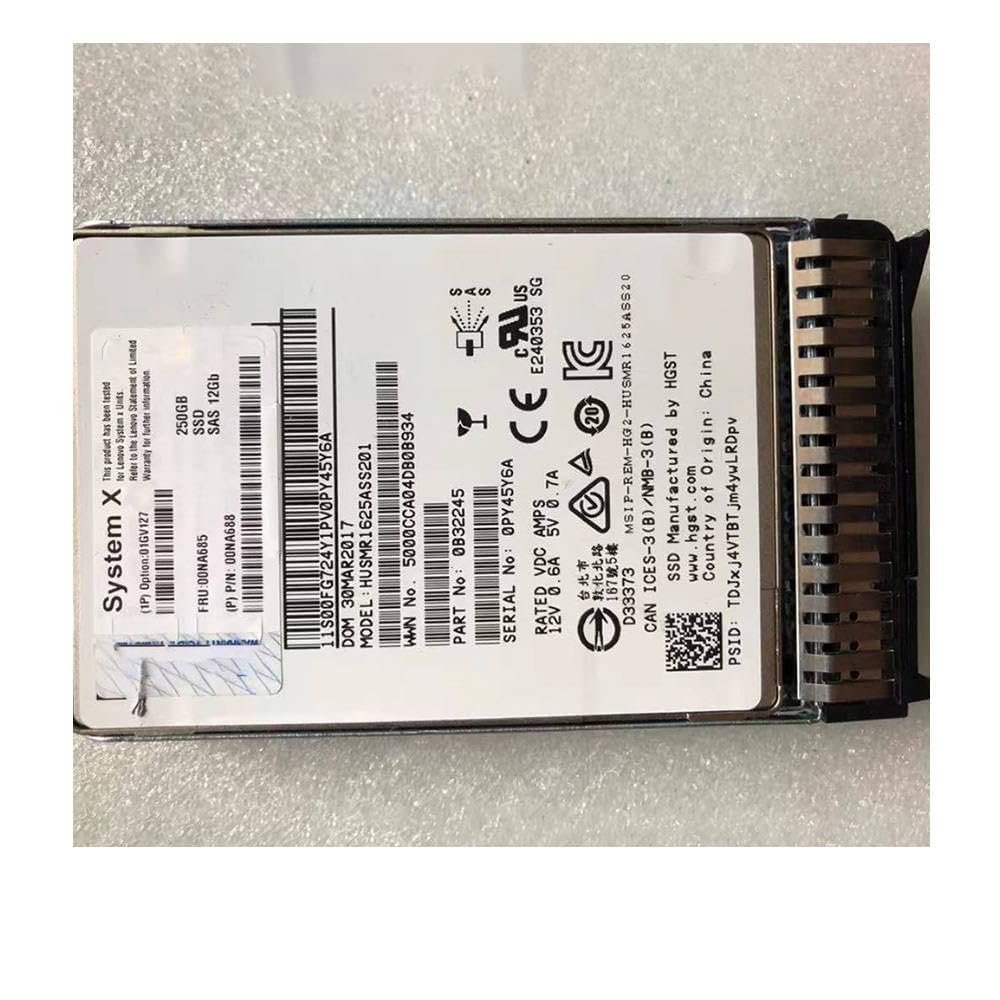 250GB for 250G SSD SAS 12Gb 00NA685 00NA688 Server Solid State Disk