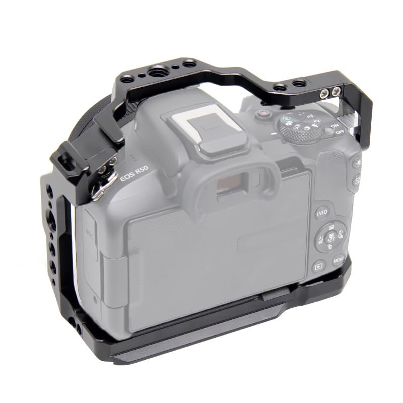 NovelGoal Camera Cage Rig for Canon EOS R50 Camera Protective Case with Mount for Arca-Swiss Tripod Light Microphone Extension Accessory