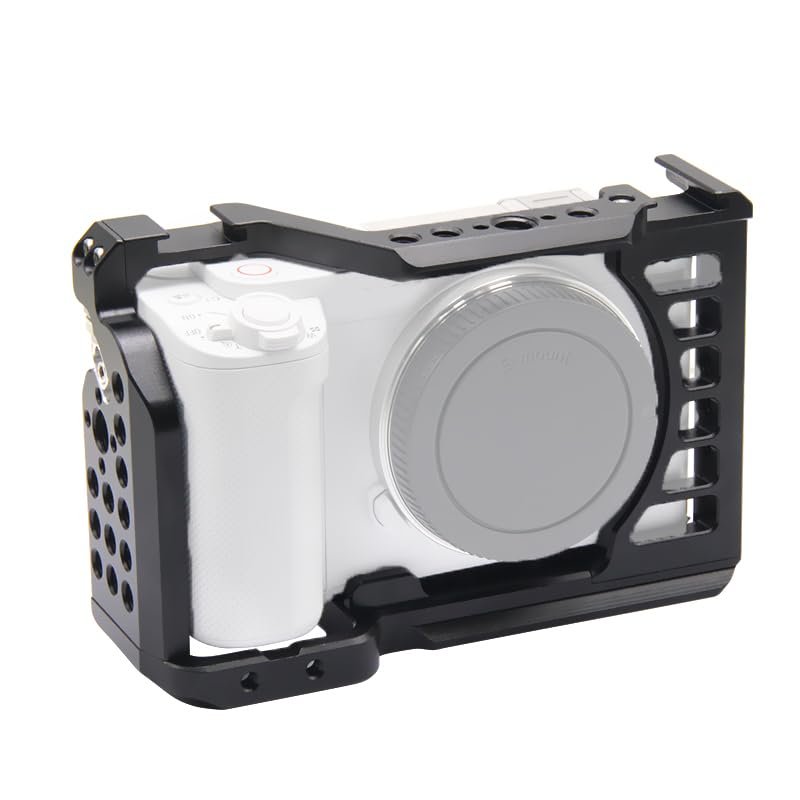 NovelGoal Camera Cage for Sony ZVE1 Rig Protective Frame Cold Shoe Mount with Wooden Side Grip Camera Photo Accessories (Cage Only)