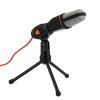 Computer Wired Microphone Condenser Microphone with Desktop Tripod for Online Meeting,Desktop Microphone Foldable Telescopic Tripod,Plug and Play (Color : Gold) (Black) view 1