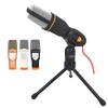 Computer Wired Microphone Condenser Microphone with Desktop Tripod for Online Meeting,Desktop Microphone Foldable Telescopic Tripod,Plug and Play (Color : Gold) (Black) view 2