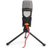 Computer Wired Microphone Condenser Microphone with Desktop Tripod for Online Meeting,Desktop Microphone Foldable Telescopic Tripod,Plug and Play (Color : Gold) (Black) view 3
